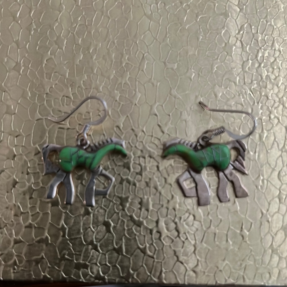 Turquoise Earrings Horses 💯 Sterling from New Mexico